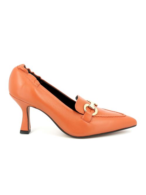 mocassino con tacco da donna in pelle arancio BRERA Artigiani di Milano | 4413Z